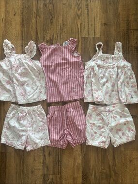 THREE Petite Plume Girls Shorts and Sleeveless Top Pajama Sets in Size 4